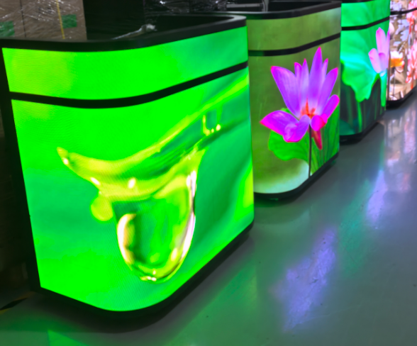  Cabinet table display Elliptical edge Curved led display table